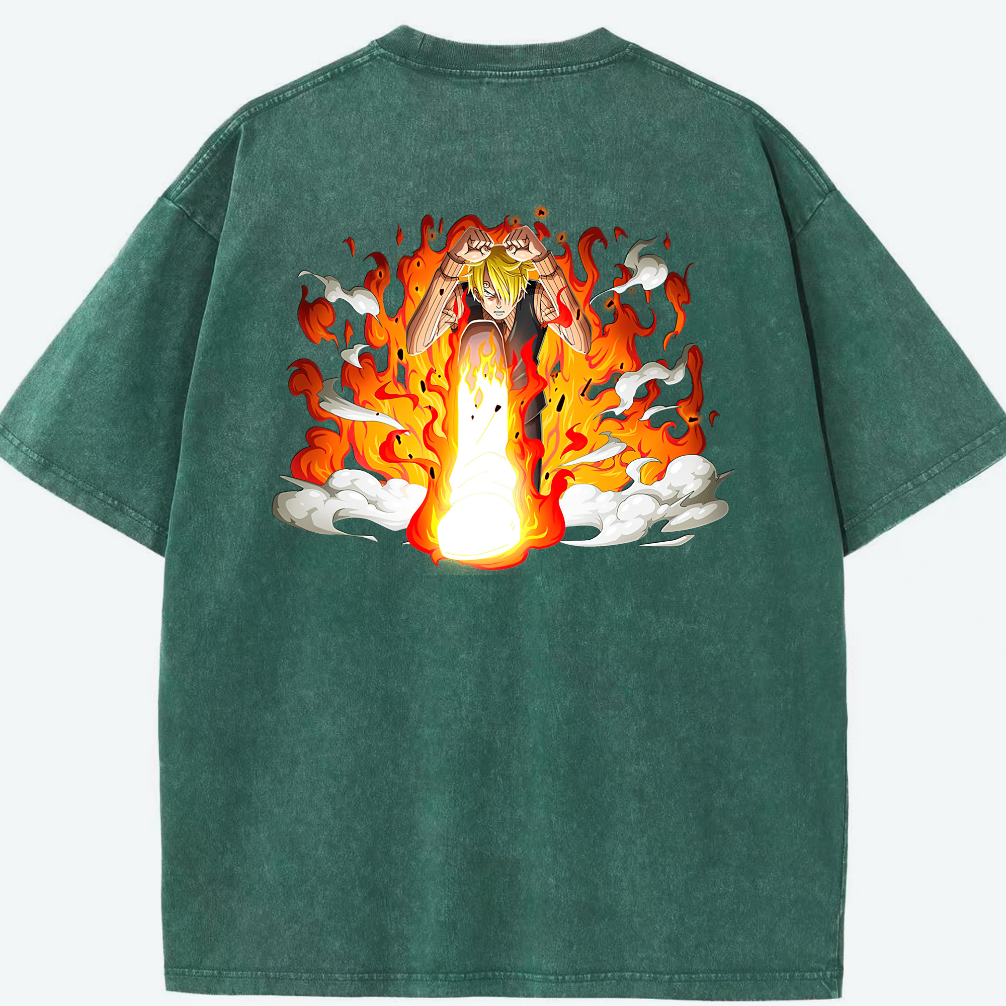 ワンピース サンジ ONE PIECE Sanji 綿100% ヴィンテージ風 半袖Tシャツ（背面プリント）